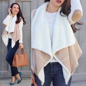 Anthropologie Saturday Sunday Mixed Fabric Sherpa Lined Cardigan size Medium